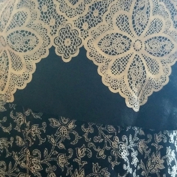 L 1970s 2pce 100% rayon Geo-print lace print maxidress outfit back tie - Picture 7 of 10